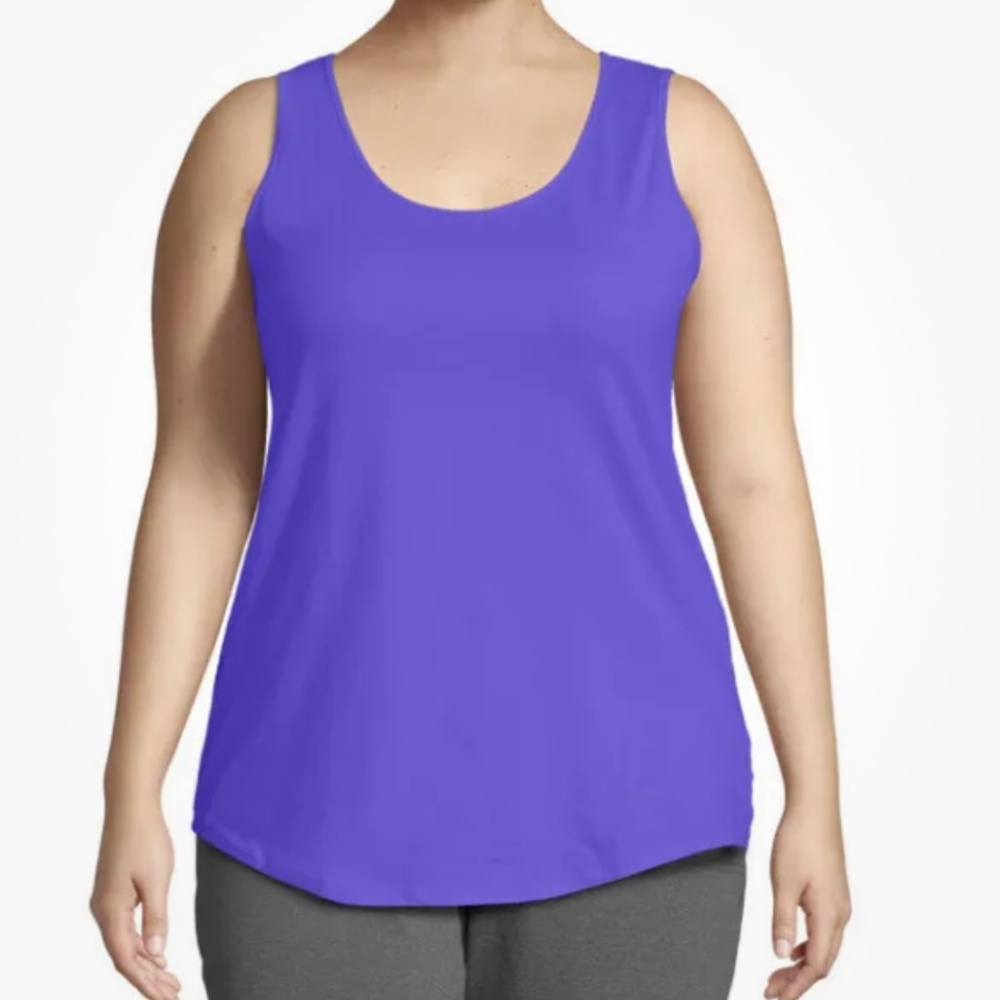 Just My Size Women’s Petal Purple Cotton Jersey Shirttail Tank Top 1X NEW